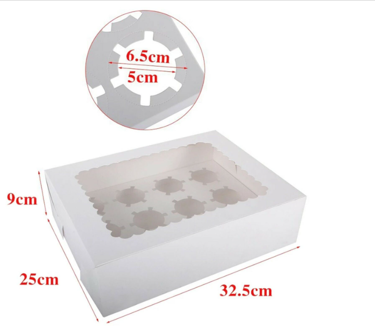 12 Cups Cupcake Boxes Windowed Cake Boxes With Removable Inner Trays