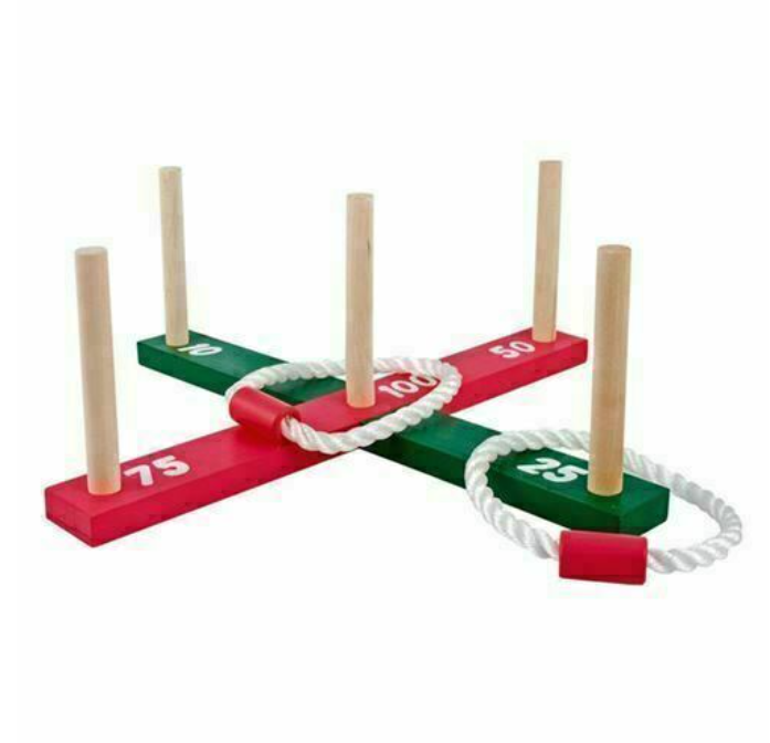 Wooden Ring Toss Game Indoor Outdoor Family Kids Quoits Garden Games Hoopla Set