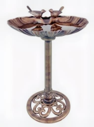 Bronze Effect Birds Hotel Bath Feeder Weatherproof Table Free Standing Pedestal