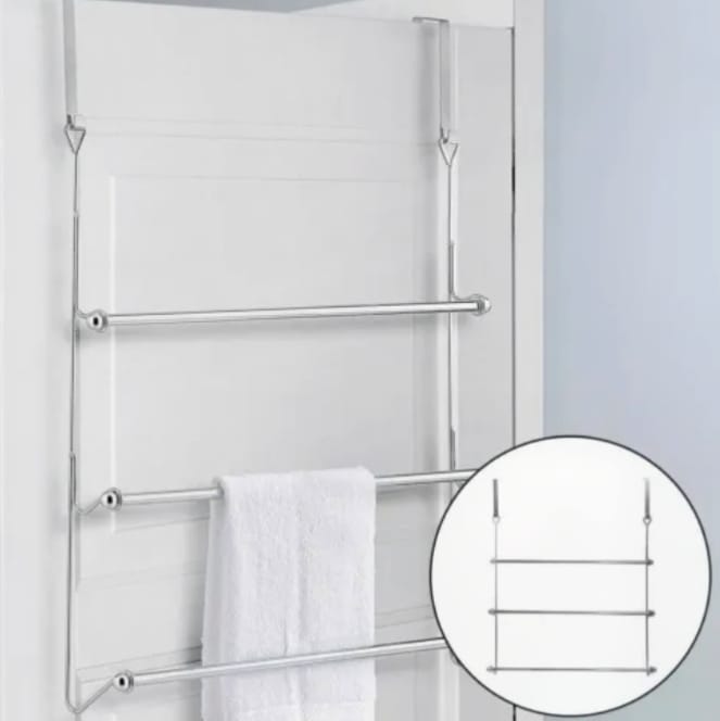 Door Towel Hanger Clothes Airer Rail Rack Bathroom Bar Holder HeavyDuty