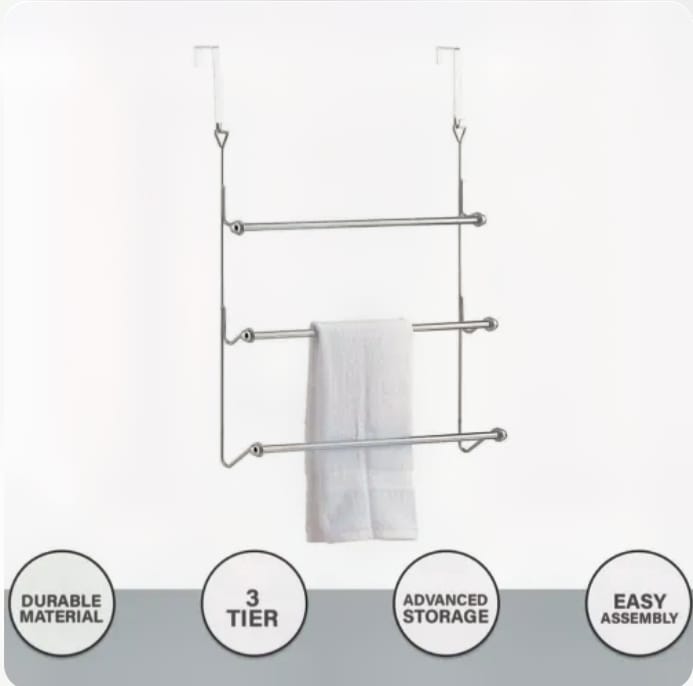 Door Towel Hanger Clothes Airer Rail Rack Bathroom Bar Holder HeavyDuty