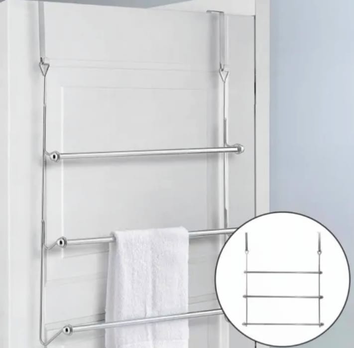 Door Towel Hanger Clothes Airer Rail Rack Bathroom Bar Holder HeavyDuty