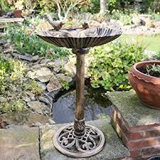 Bronze Effect Birds Hotel Bath Feeder Weatherproof Table Free Standing Pedestal