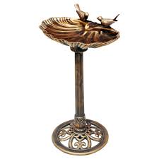 Bronze Effect Birds Hotel Bath Feeder Weatherproof Table Free Standing Pedestal