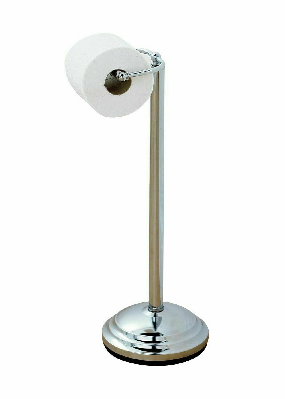 Toilet Paper Roll Holder Stand Chrome Plated Floor Standing Free Portable Stand